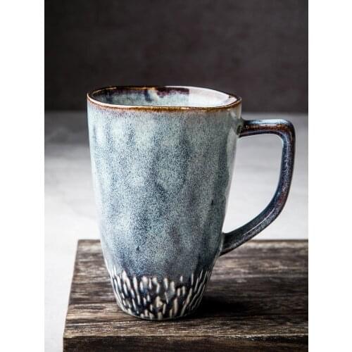 European retro ceramic mug, large capacity simple hand-painted coffee cup, Nordic style mug