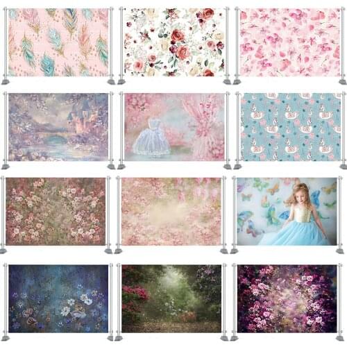Girls Floral Cake Smash Backdrop Newborn Baby Portrait Photography Background Girl 1st Birthday Party Decoration Banner