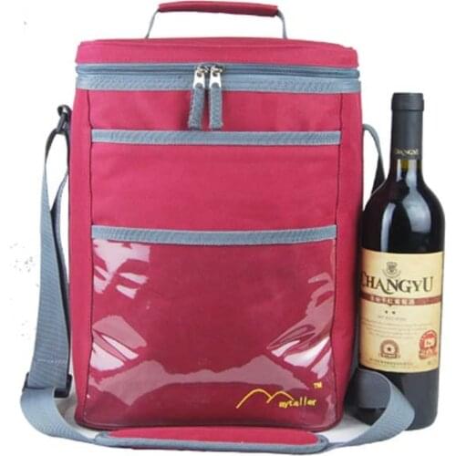 15L 3 - 6 bottles thickening oxford wines cooler bag leak proof liner ice pack drinks cold carrier cool insulated shoulder bag