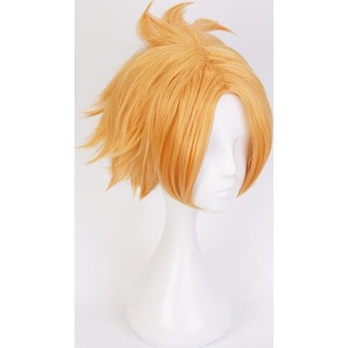 Hot My Hero Academia Kaminari Denki Yellow Wig with Headwear Cosplay Boku No Hero Academia Heat Resistant Synthetic Short Wigs