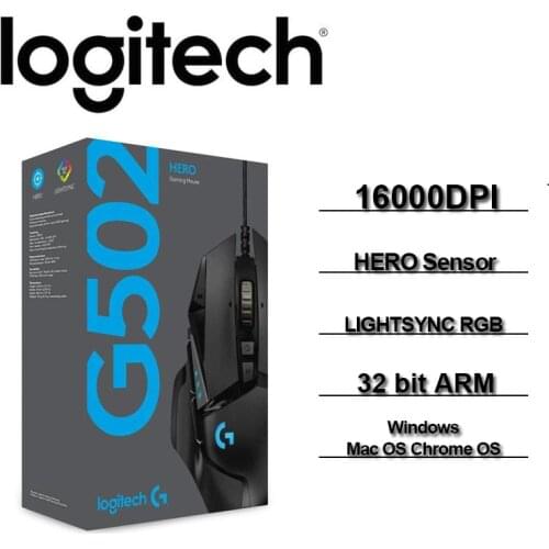 Logitech G502HERO Gaming Mouse with 32-bit ARM 16,000DPI High Performance HERO Programmable Tunable LIGHTSYNC RGB Game Mouse