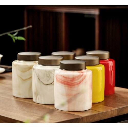 Nordic marble pattern Smell Proof Stash Jar ceramic Container Tobacco Accessories Tea Coffee Large Airtight Tank