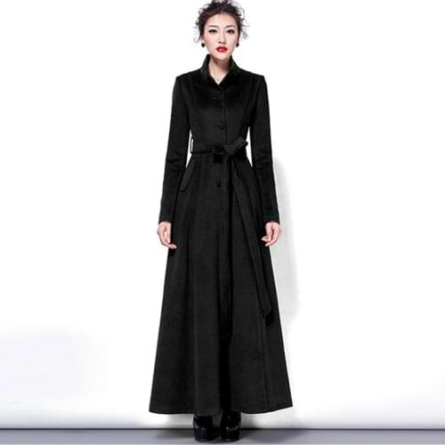 Fashion Plus size Woolen Coat Women 2020 New Autumn Winter X Long Trench Coats Slim Thick Windbreaker Wool Overcoats Outerwear