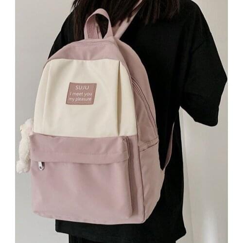 Fashion Women Backpack Kawaii Waterproof Nylon School Bag for Teenage Girl Bookbag Colleg Cute Travel Rucksack Female