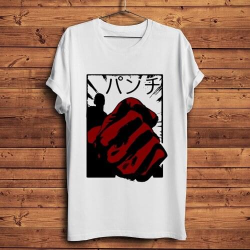 Fist of One Punch Man Saitama Funny Anime t shirt Men Homme White new Short Sleeve Casual Tshirt Unisex Manga Streetwear Tee