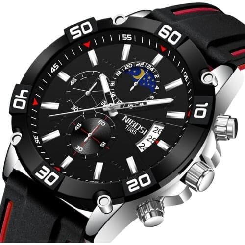 NIBOSI 2021 Big Dial Fashion Mens Watches Top Brand Luxury Clock Sports Chronograph Waterproof Quartz Watch Men Army Military