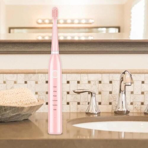 0.5W Rechargeable Ultrasonic Automatic Toothbrush Solid Color Smart Toothbrush Six-speed Adjustment for Brushing Teeth