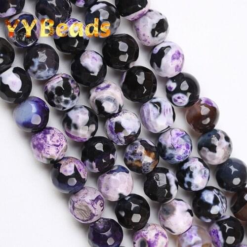 Natural Faceted Purple Fire Dragon Agates Onyx Beads 8mm 10mm Loose Charm Beads For Jewelry Making DIY Women Bracelets Necklaces