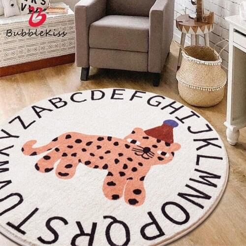 Bubble Kiss Cartoon Animal Round Rugs Lamb Wool Thick Carpet Children Room Decorative Game Learn For Baby Play Floor Mats Rugs