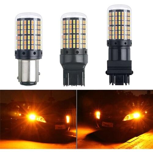 1X T20 7443 W21W W21/5W 1157 BAY15D Dual Color Led Bulbs 3014 168SMD For Turn Signal Light DayLight No Hyper Flash White Yellow