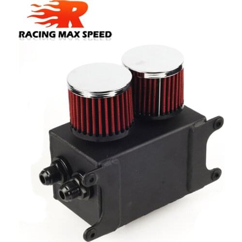 Universal 1.1L 2 ports AN10 Accessories Oil Fuel Oil catch Tank with 2 air filters and Oil Storage Tank can hold fan Kit