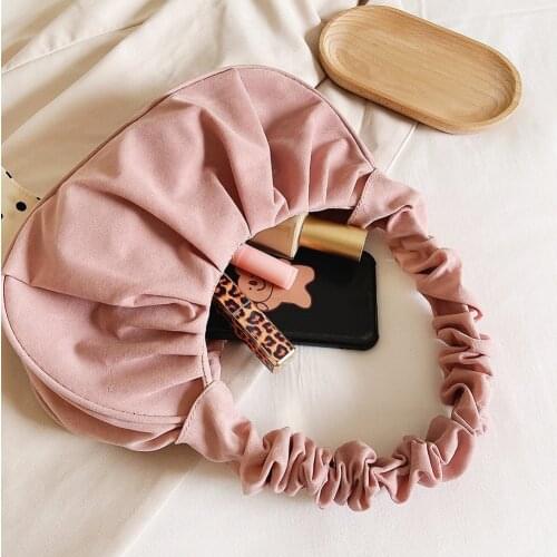 Fashion Women Shoulder Bag Suede Solid Color Street Totes Dumpling Pleated Ladies Autumn And Winter Underarm Handbag 2021