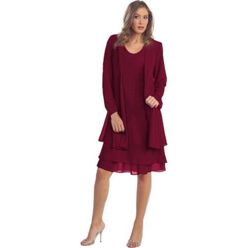 Burgundy Chiffon Women Wedding suit Mother Of The Bride Dress Appliques Evening Dress Custom Dress Wedding Guest Dress Plus Size