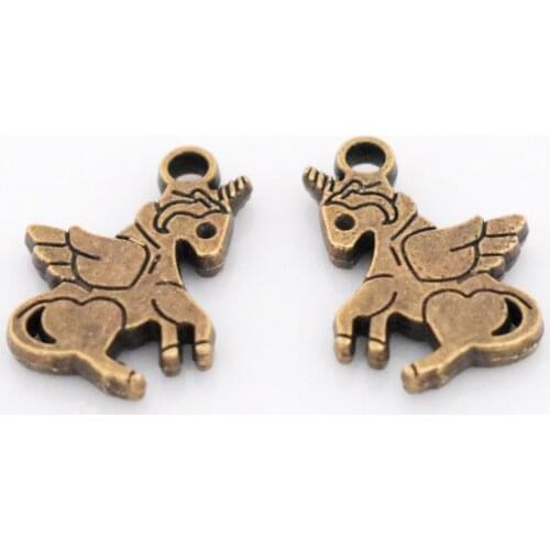 15pcs 18.5x14.5x2.5mm Antique Bronze Plated Fly Unicorn Charm Pendant DIY Handmade Necklace bracelet Jewelry Accessories