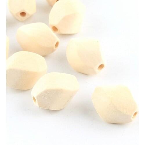 DIY 20Pcs 20x17mm Nature Wood Color Unfinished Geometric Wood Beads for Jewelry Making