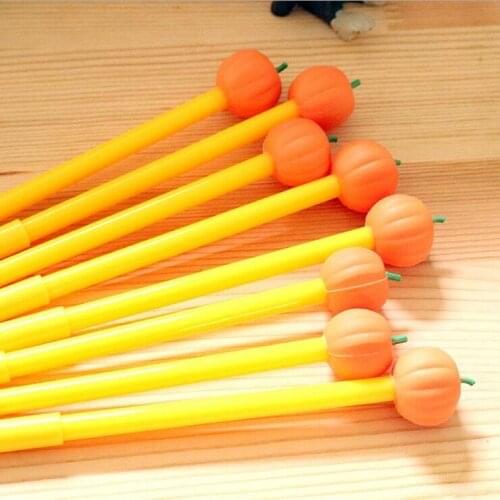 3pcs/lot Novetly Pumpkin head yellow stick pen Vegetables Design For Students 0.38mm Black Ink
