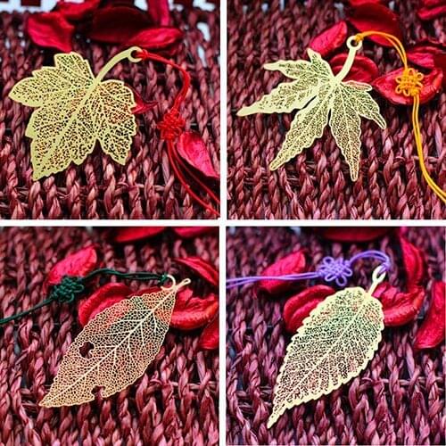 6pcs/lot Creative delicate gold metal bookmarks Vintage hollow out Leaf dragonfly book marks office School supplies gift