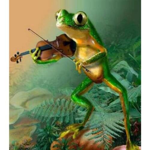 5D DIY Diamond Painting Animal Painting Square Round Diamond Frog Playing Violin Picture Cross Stitch Mosaic Home Decor WG2774