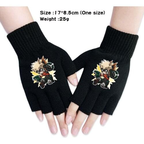 Anime Boku No My Hero Academia Todoroki Shoto Gloves My Hero Academia Cartoon Gloves Mittens Winter Warm Knit Half Finger Glove