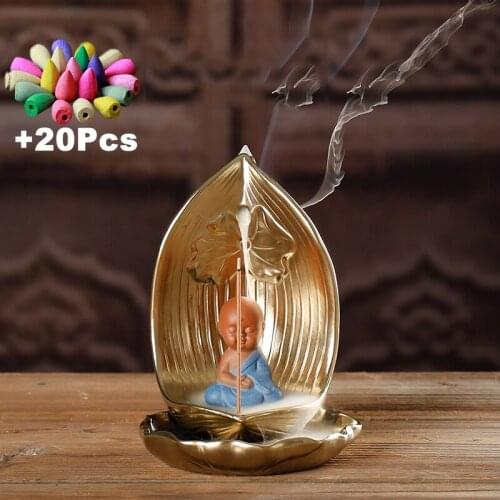 Free Gift 20 Incense Cones Decorative Ornaments of Zen Yoga Buddha Handmade Creative Ornaments Fengshui Incense Burner