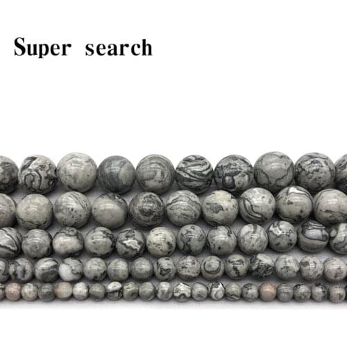 Natural Stone Map Jaspers Round Beads 15" Strand 4 6 8 10 12MM Pick Size For Jewelry Making