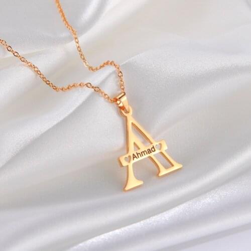 Cazador A-Z Letter Pendant Custom Name Necklace Stainless Steel Engrave Name Personalized Anniversary Jewelry Gifts Wholesale