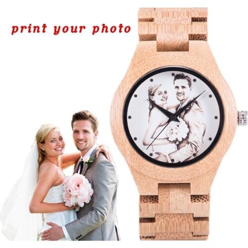 BOBO BIRD Lovers Watches Man Wooden Print Customize Photo Timepieces relogio masculino Handmade Women Luxury Quartz Wristwatch