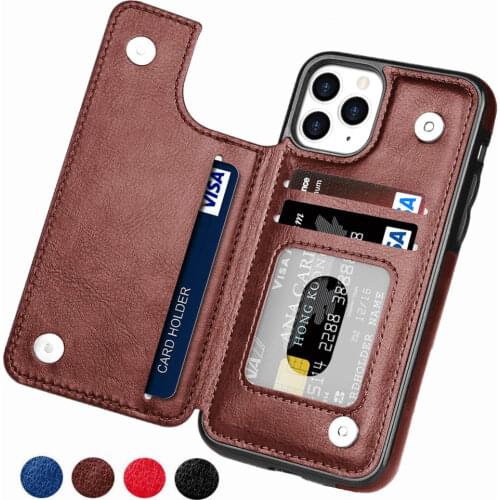 Retro PU Flip Leather Case For iPhone 12 Mini 11 Pro Max XS Multi Card Holder Phone Cases For iPhone X 6 6s 7 8 Plus SE 2 Cover