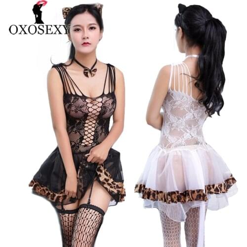 Baby doll leopard Puff skirt cat sexy babydoll women sexy lingerie hot lace sexy underwear erotic lingerie sexy costumes 155