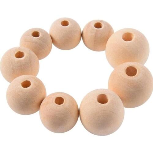 DIY 12/ 14/ 20MM Wooden Beads Natural Color Ball Round Spacer Wood Beads For Jewelry Making DIY Handwork Accessories QTJ2979