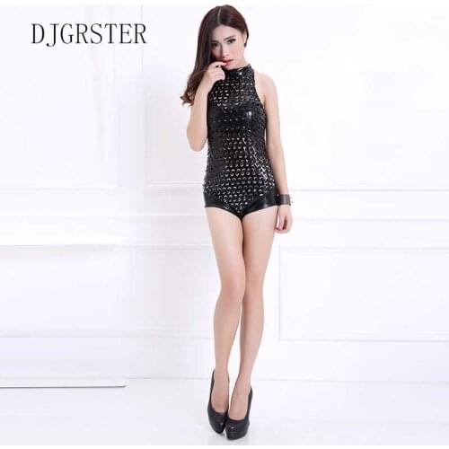 DJGRSTER New 2021 Hot Sale Lady Women Sexy Nightclub holes Jumpsuits Singer Jazz Hip Hop Dance Costumes Beyonce Bodysuit