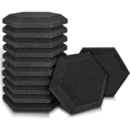 12 Pcs Acoustic Foam Board,Hexagonal Studio Slope Heel Board, Sound Insulation,for Sound Insulation &Acoustic Treatment Promotio