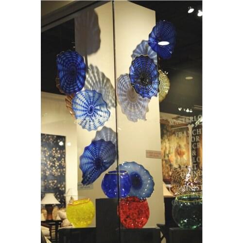 Art Glass Plates Style Flower Glass Hanging Plates Wall Art 100% Hand Blown Glass Wall Lights