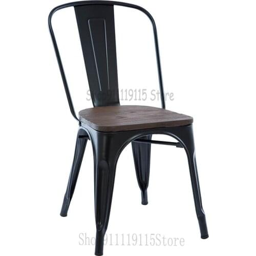 Customized Classic Loft Dining Chair Elm Seat Plate, Iron Art European Style Retro Style Single Chair, Industrial Wind Can Stack