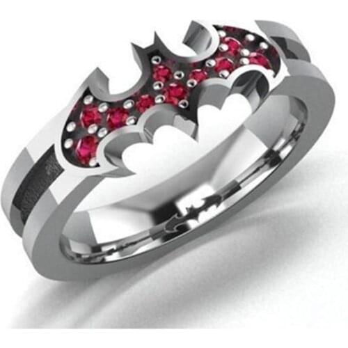 Novelty Animal Bat Ring Silver Plated Geometry Punk Finger Rings for Man Creative Gift Halloween Party Fashion Jewelry