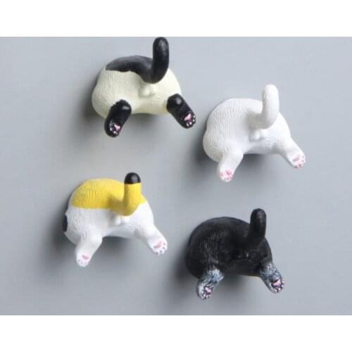 4Pcs Creative Realistic Cat Butt Refrigerator Magnets Photo Holder Cute 3D Funny Animal Office Calendar Whiteboard Magnet Home