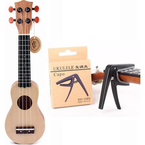 17 inch Spruce Okoume Mahogany Neck Mini Pocket Guitar Ukulele Professional Ukulele Capo Single-handed Quick Change Ukelele Capo
