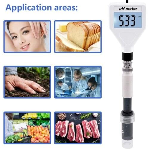 Multipurpose PH Meter Digital Acidity Meter PH Tester Soil Meter Tester with White Backlight for Cheese Meat Soil Skin