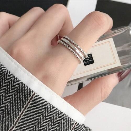 Fashion Jewelry Multi Layer Metal Ring Popular Design Silvery Plating Vintage Temperament Finger Ring For Girl Fine Accessories