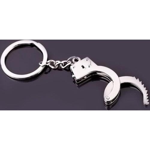 Fashion Keyring Gadget Lovers Gift Double Handcuffs Metal Key Fob Keychain silver car keychain key ring universal