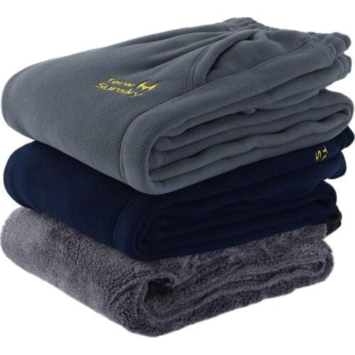 TK031 outdoor thickened plus velvet double layer composite windproof and warm fleece pants men