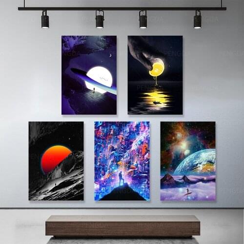Wall Art Planet Canvas Paintings Aesthetic Home Decor Outer Space Picture Hd Prints Abstract Modern Poster For Bedroom Modular