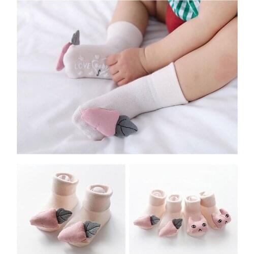 Spring Summer New Style Baby Socks Dimensional Cartoon Anti-slip Floor Socks Toddler Cotton Walker Socks For 0-18 Months Kids