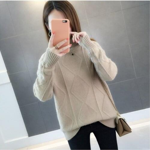 2019 new high-neck sweater spring loose inside long-sleeved solid color round neck pullover sweater A98