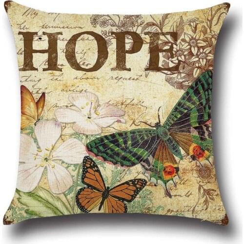 New Butterfly Printing Cotton Linen Home Decor Sofa Office Throw Pillow Cushion Cover Car Back Seat Pillowcase Cover Dropship