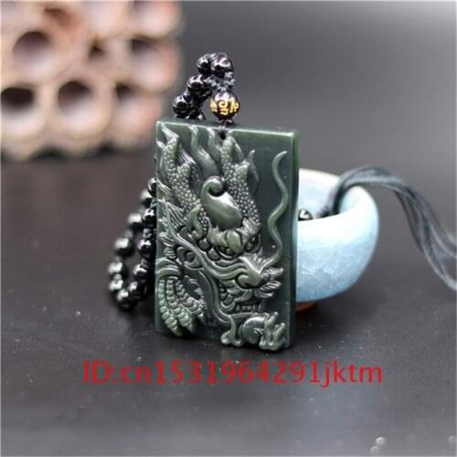 Charm Gifts Natural for Women Necklace Men Chinese Amulet Jewelry Jade Hetian Fashion Carved Jadeite Pendant Dragon