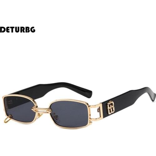 Vintage Square Sunglasses Metal Ring Womens Luxury Designer Funny Sun Glasses Shades for Men Oculos UV400 2020 Brand SG038