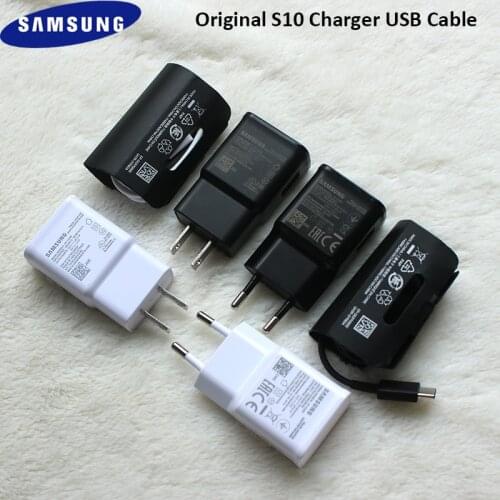 Original Samsung S10 Fast Charger EU Plug Power Adapter Type C Cable For Galaxy S20 S21 S9 S8 Plus S10E Note 10 Lite A81 A90 A51