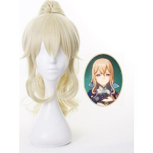 Genshin Impact Lumine Cos Wig Comfortable Tiger Mouth Clip Ponytail Wig Any Face Shape Ladies Wig Creamy Gold Game Role Playing