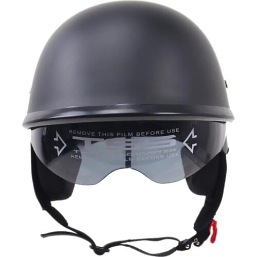 Flat Black Motorcycle Half Open Face Helmet With Sun Visor DOT Approved